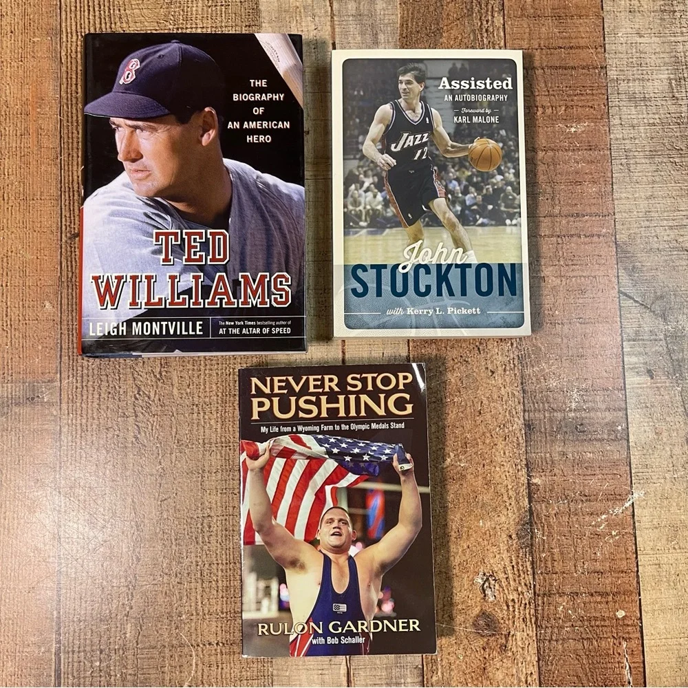 Inspirational Sports Heroes Book Bundle Ted Williams John Stockton Wrestling